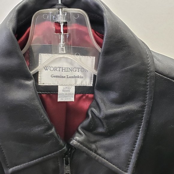 Worthington Leather Zip-up Jacket ~ Black ~ Size L (Large) - Picture 3 of 11